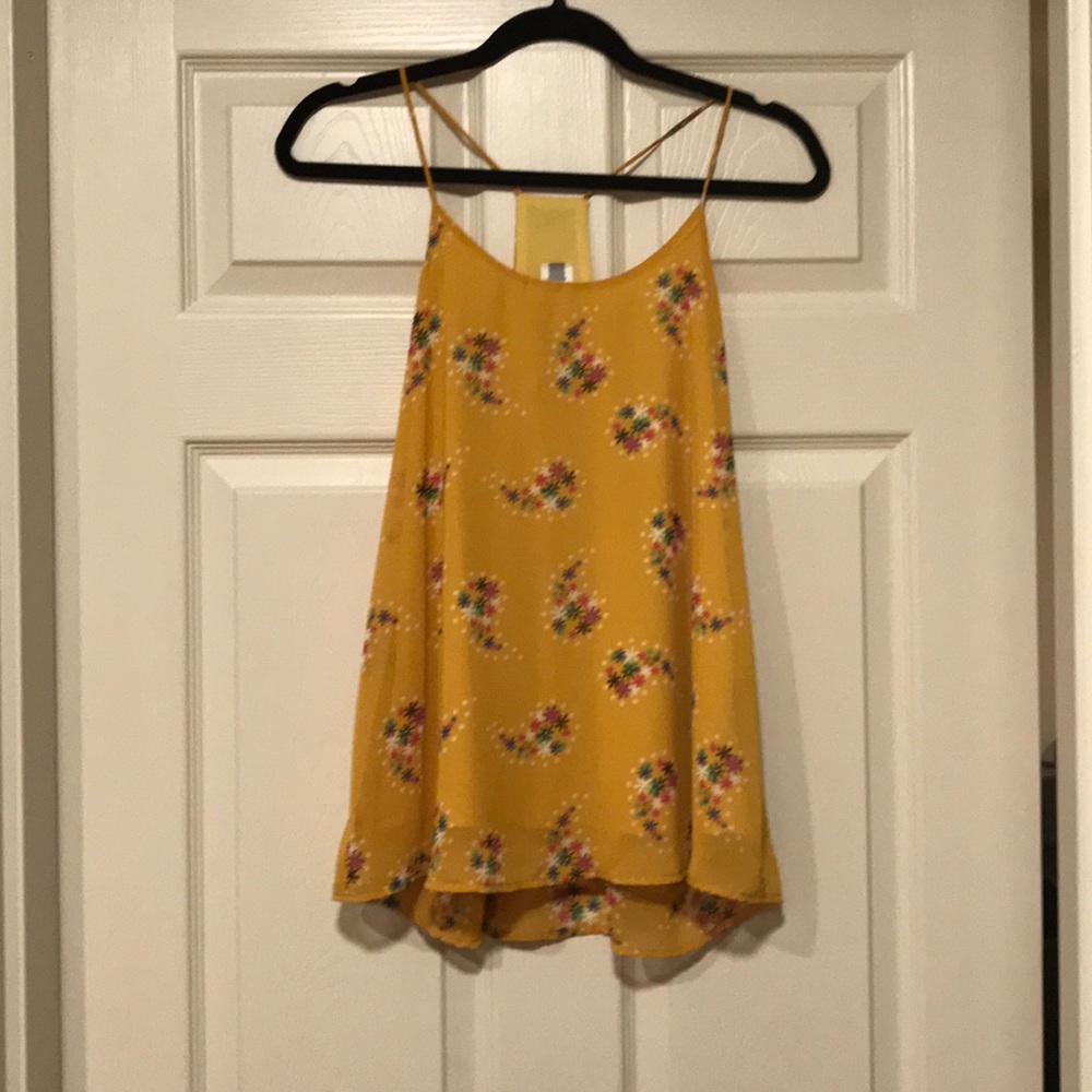 Yellow tank top with spaghetti straps